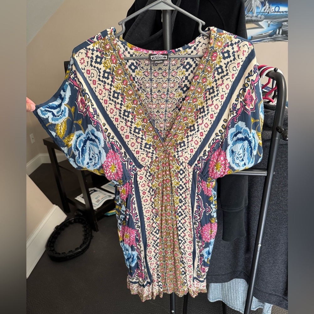 Angie Multicolor Floral Boho Blouse